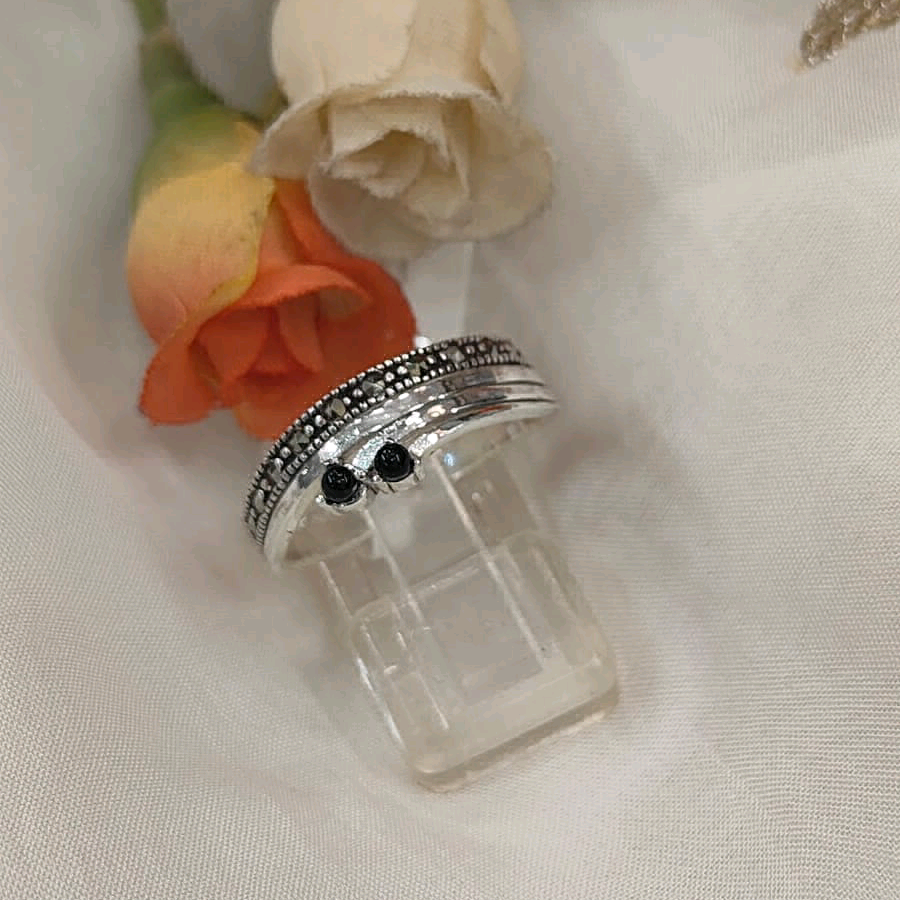 Marcasite Blue Ring